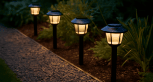 Lauko šviestuvai su saulės baterija