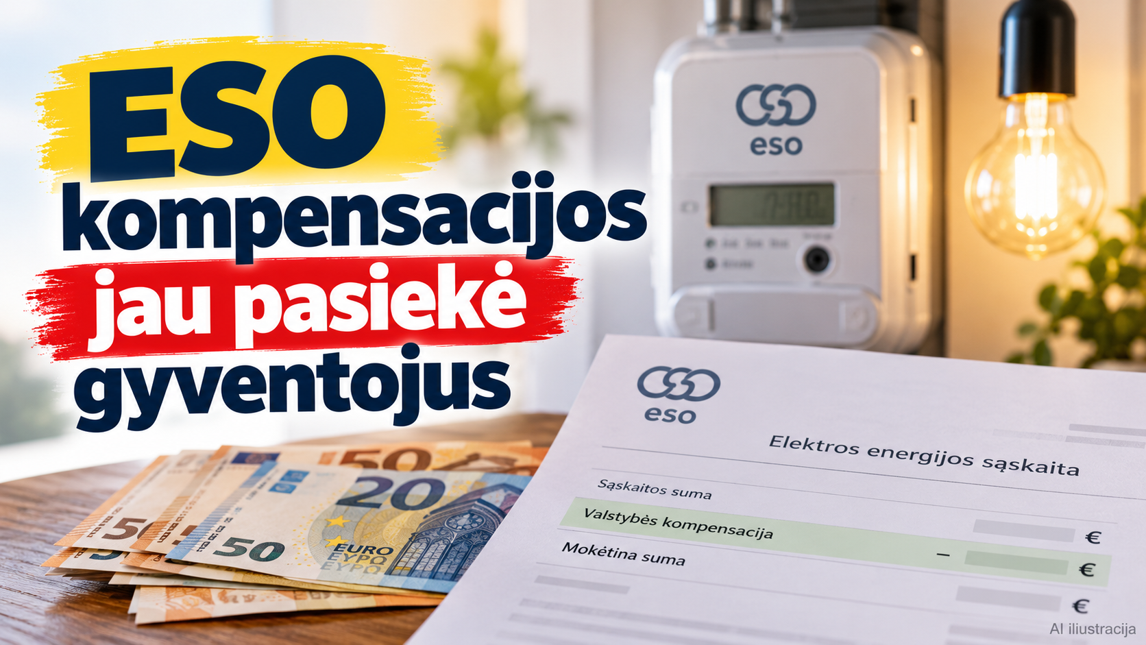 ESO kompensacijos jau pasiekė gyventojus: išmokėta daugiau nei 500 tūkst. eurų